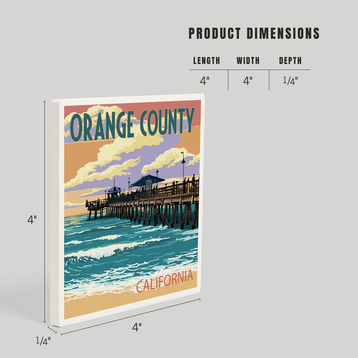 Orange County, California, Pier and Sunset, Coasters Coasters Lantern Press