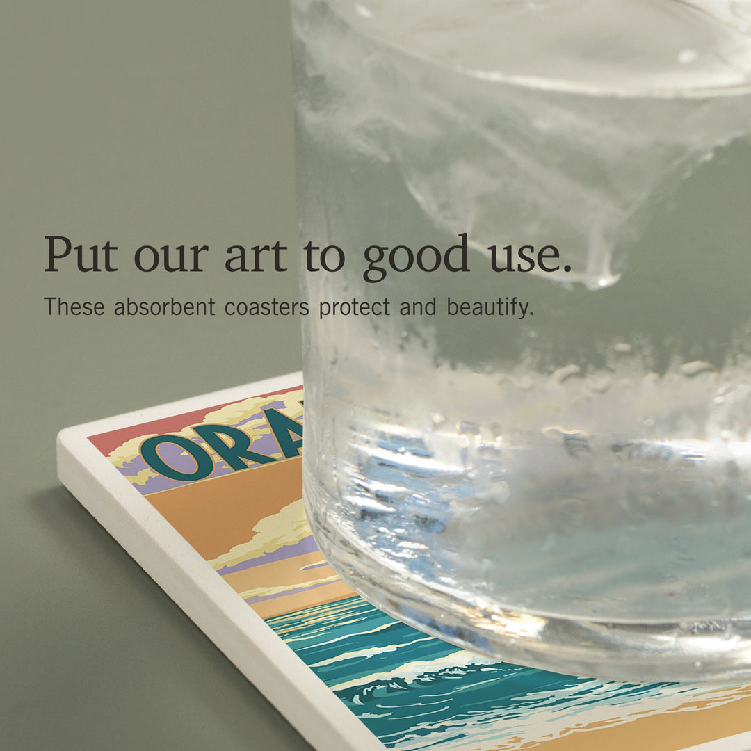 Orange County, California, Pier and Sunset, Coasters Coasters Lantern Press