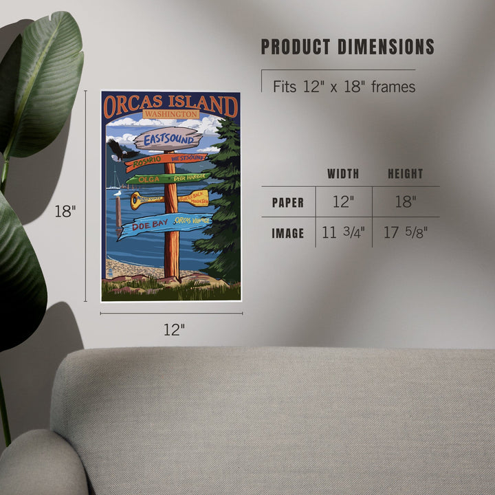 Orcas Island, WA, Destination Sign, Art & Giclee Prints Art Lantern Press