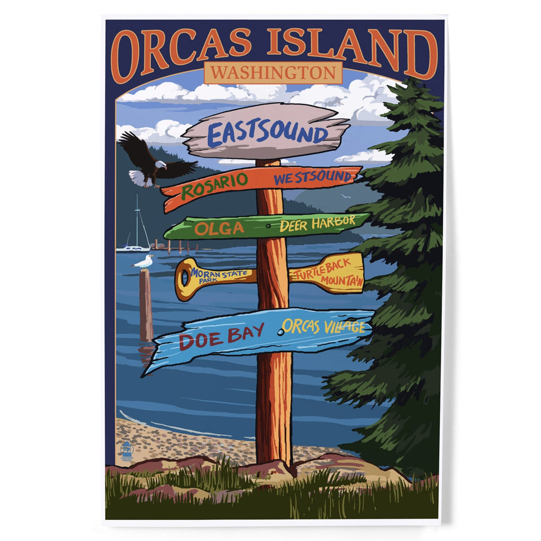 Orcas Island, WA, Destination Sign, Art & Giclee Prints Art Lantern Press