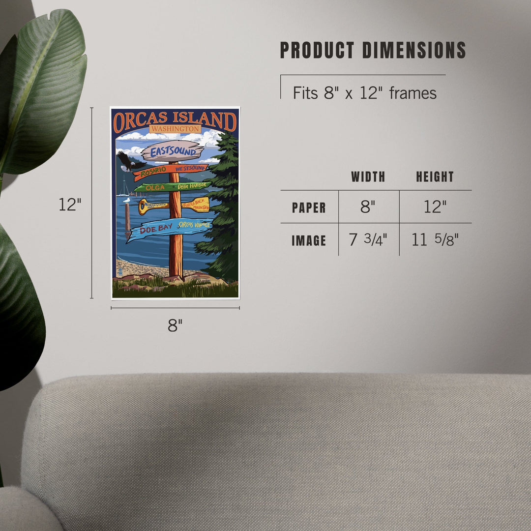 Orcas Island, WA, Destination Sign, Art & Giclee Prints Art Lantern Press