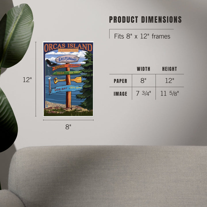 Orcas Island, WA, Destination Sign, Art & Giclee Prints Art Lantern Press