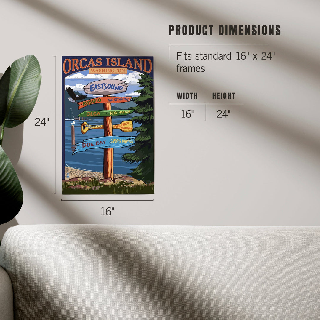 Orcas Island, WA, Destination Sign, Art & Giclee Prints Art Lantern Press