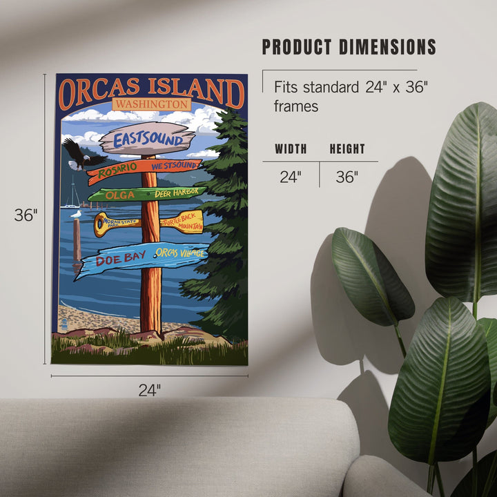 Orcas Island, WA, Destination Sign, Art & Giclee Prints Art Lantern Press
