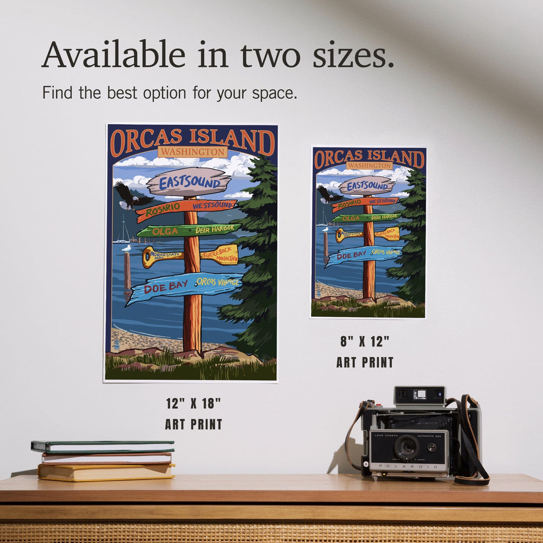 Orcas Island, WA, Destination Sign, Art & Giclee Prints Art Lantern Press