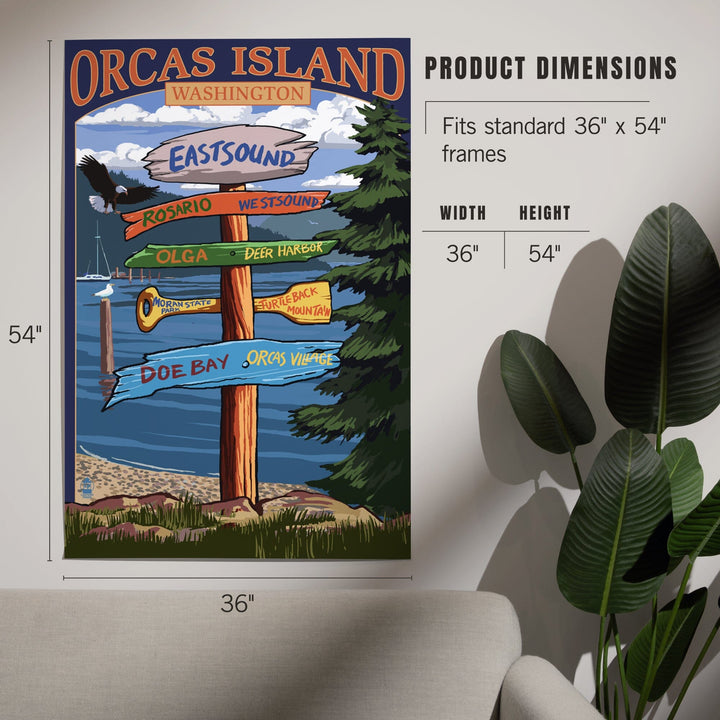 Orcas Island, WA, Destination Sign, Art & Giclee Prints Art Lantern Press