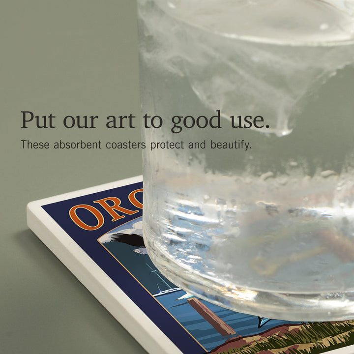 Orcas Island, WA, Destination Sign, Coasters Coasters Lantern Press