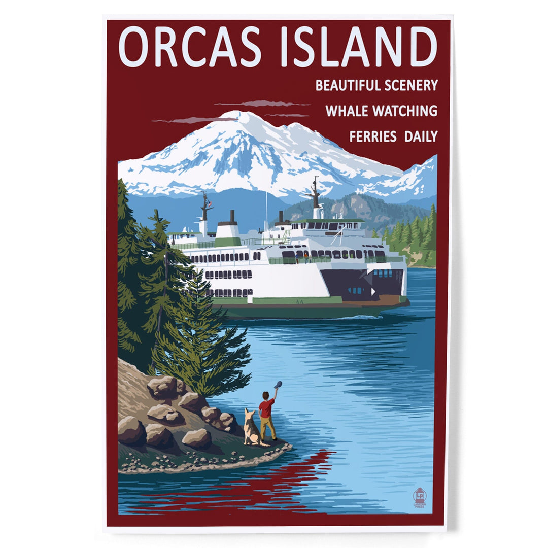 Orcas Island, Washington, Ferry Scene, Art & Giclee Prints Art Lantern Press