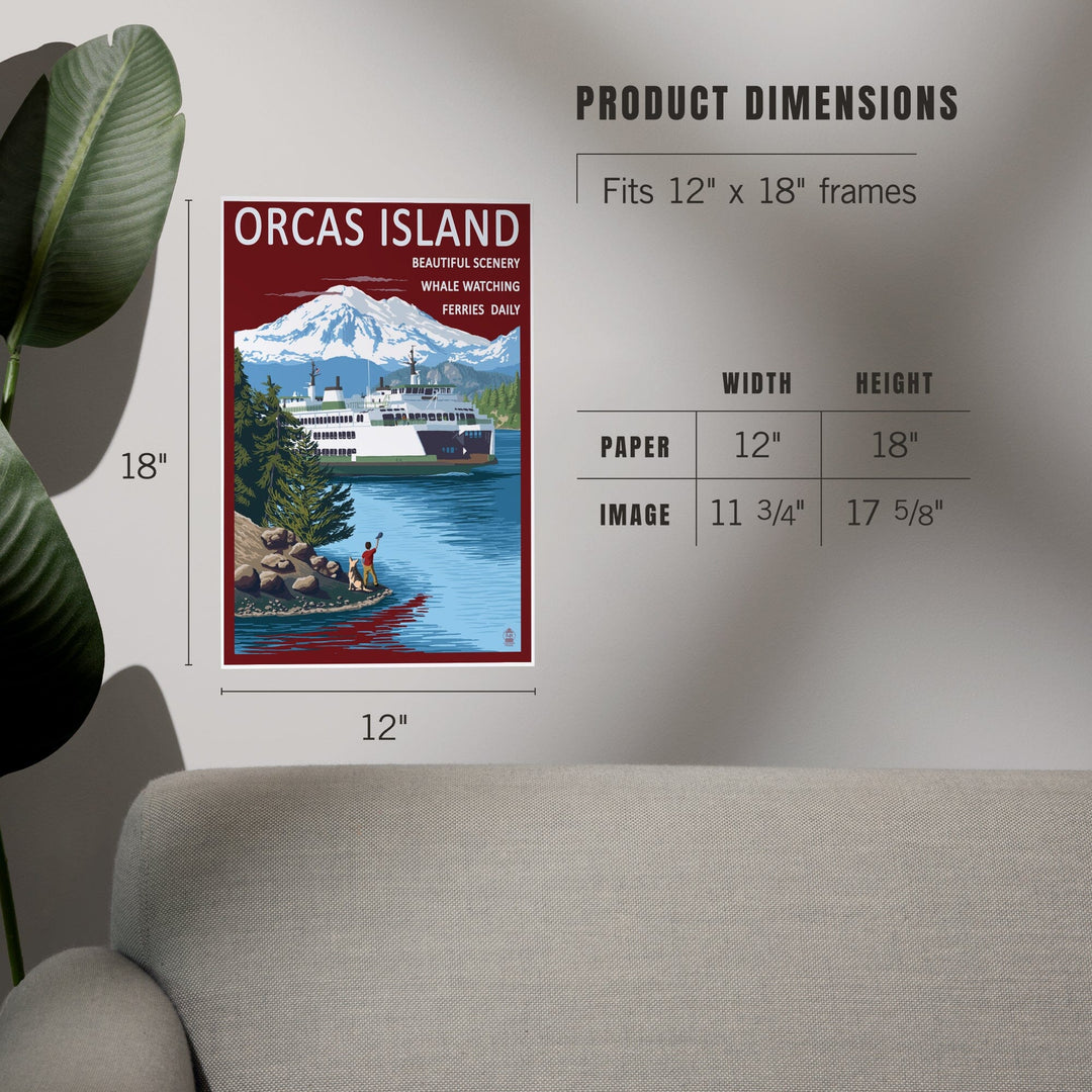 Orcas Island, Washington, Ferry Scene, Art & Giclee Prints Art Lantern Press