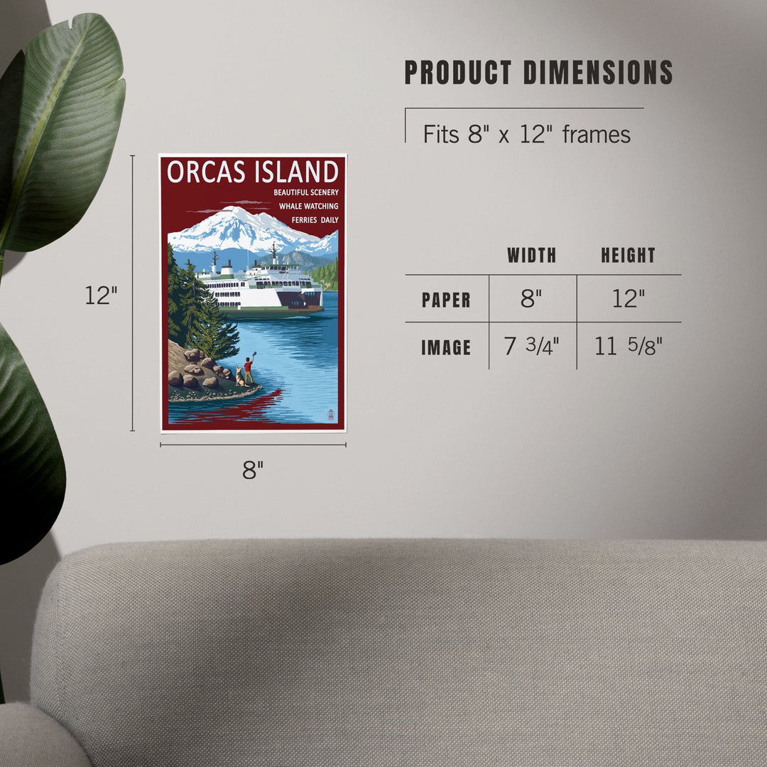 Orcas Island, Washington, Ferry Scene, Art & Giclee Prints Art Lantern Press