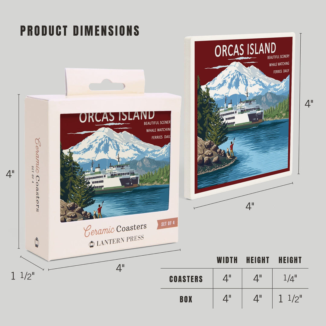 Orcas Island, Washington, Ferry Scene, Coasters Coasters Lantern Press