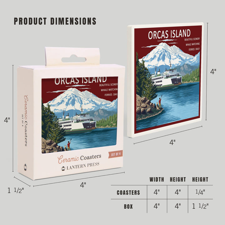 Orcas Island, Washington, Ferry Scene, Coasters Coasters Lantern Press