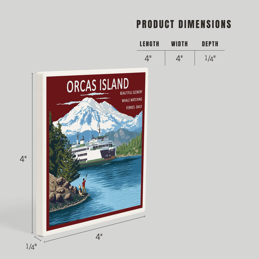 Orcas Island, Washington, Ferry Scene, Coasters Coasters Lantern Press