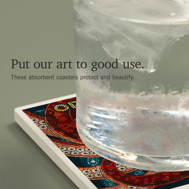 Orcas Island, Washington, Octopus Mosaic, Coasters Coasters Lantern Press