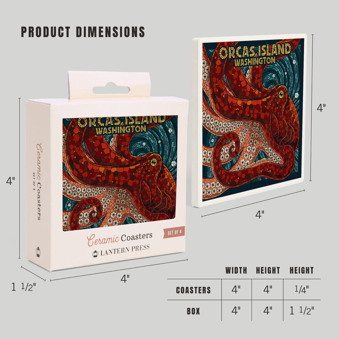 Orcas Island, Washington, Octopus Mosaic, Coasters Coasters Lantern Press