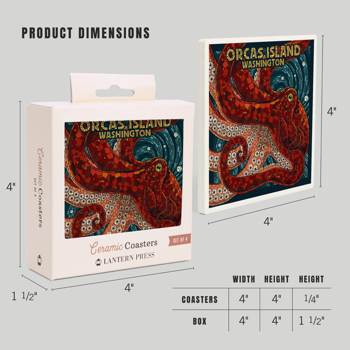 Orcas Island, Washington, Octopus Mosaic, Coasters Coasters Lantern Press