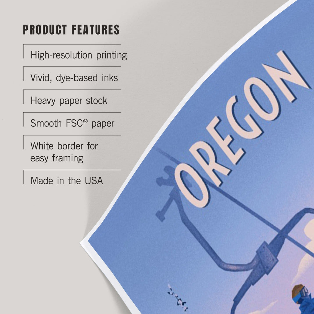 Oregon, Chill on the Uphill, Ski Lift, Art & Giclee Prints Art Lantern Press