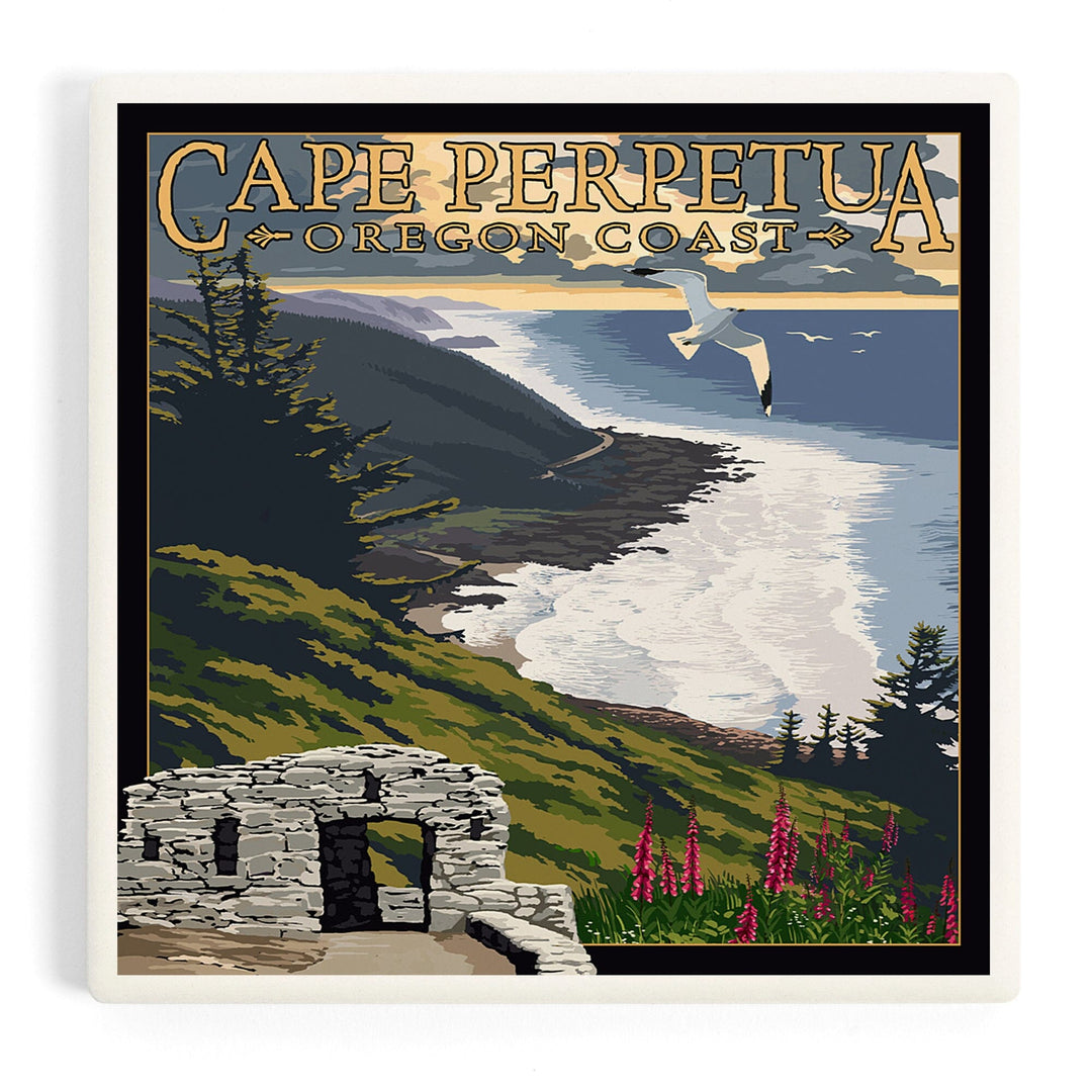 Oregon Coast, Cape Perpetua, Coasters Coasters Lantern Press Coaster