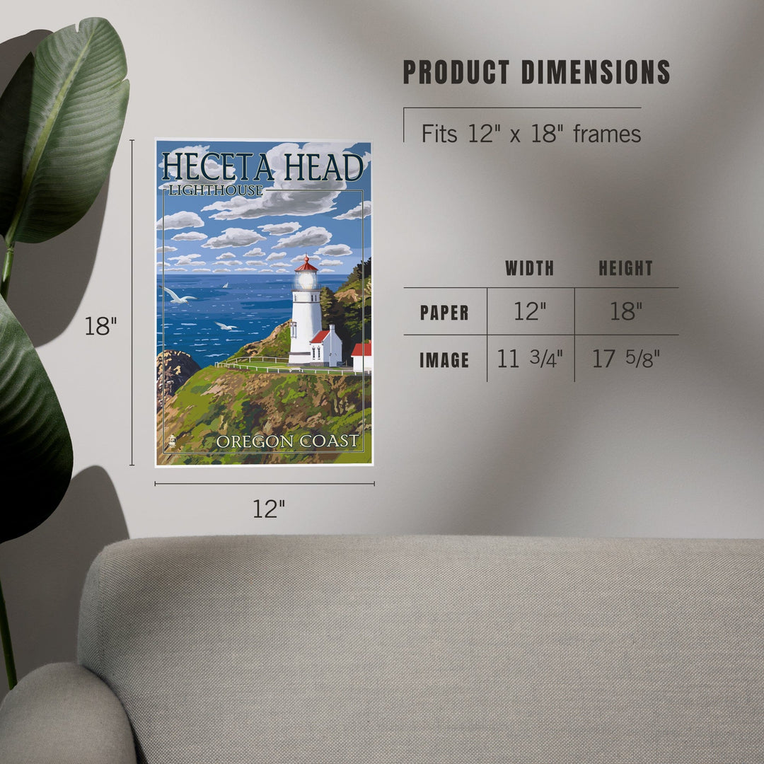 Oregon Coast, Heceta Head Lighthouse, Art & Giclee Prints Art Lantern Press