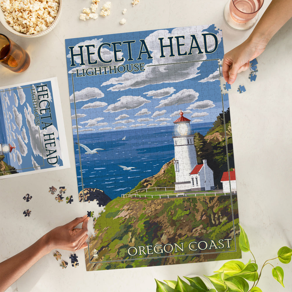 Oregon Coast, Heceta Head Lighthouse, Jigsaw Puzzle Puzzle Lantern Press