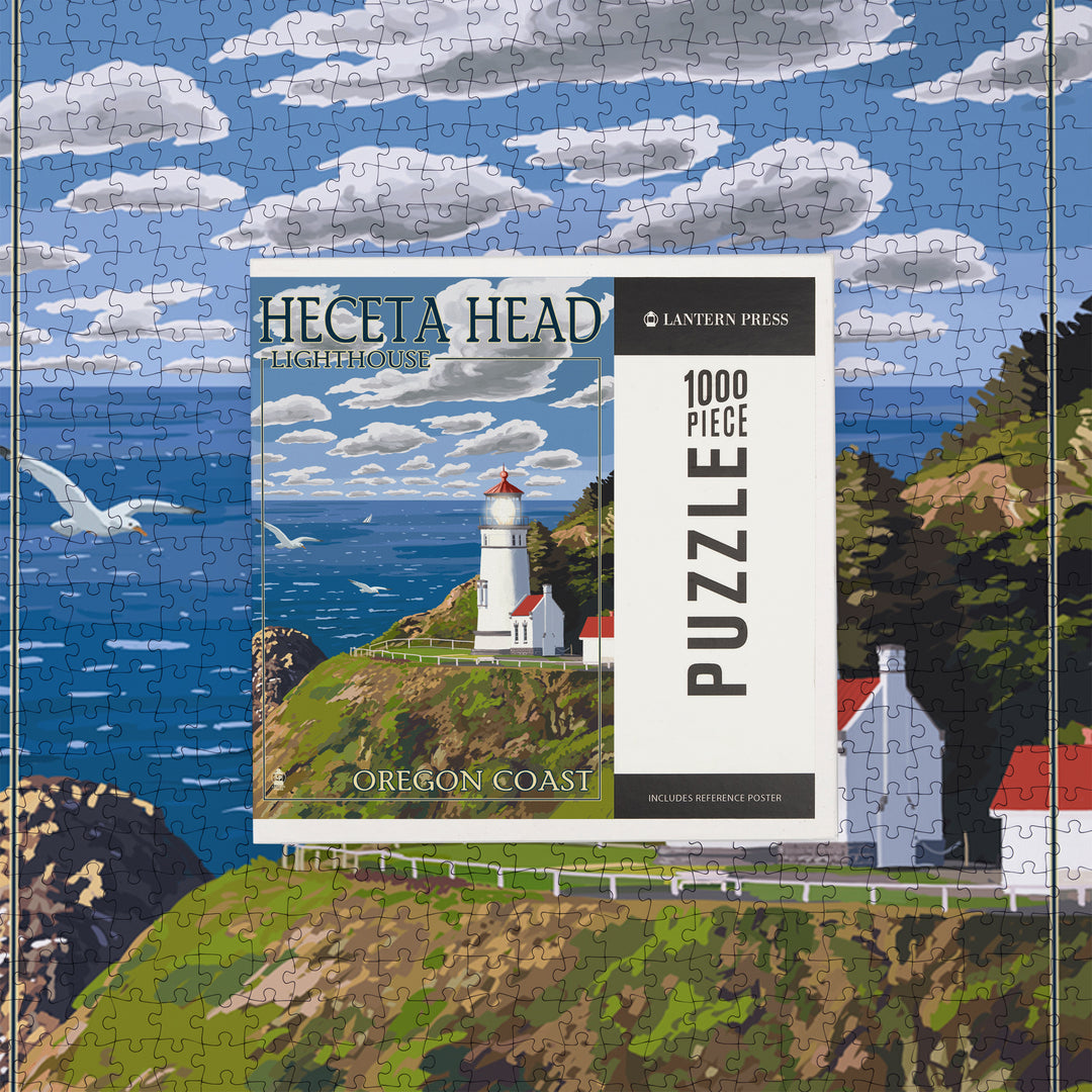 Oregon Coast, Heceta Head Lighthouse, Jigsaw Puzzle Puzzle Lantern Press
