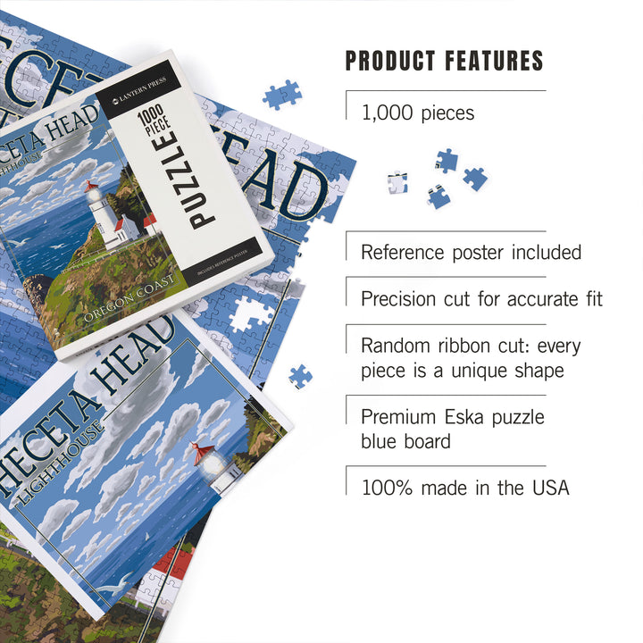 Oregon Coast, Heceta Head Lighthouse, Jigsaw Puzzle Puzzle Lantern Press