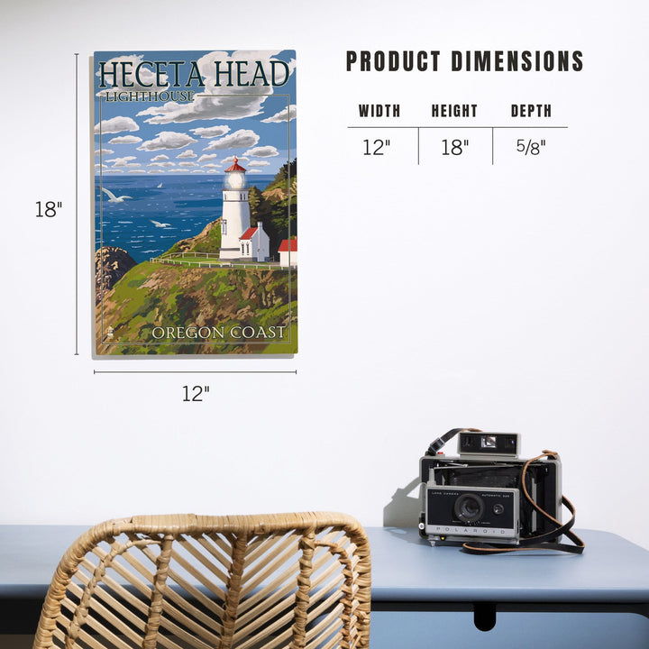Oregon Coast, Heceta Head Lighthouse, Lantern Press Artwork, Wood Signs and Postcards Wood Lantern Press