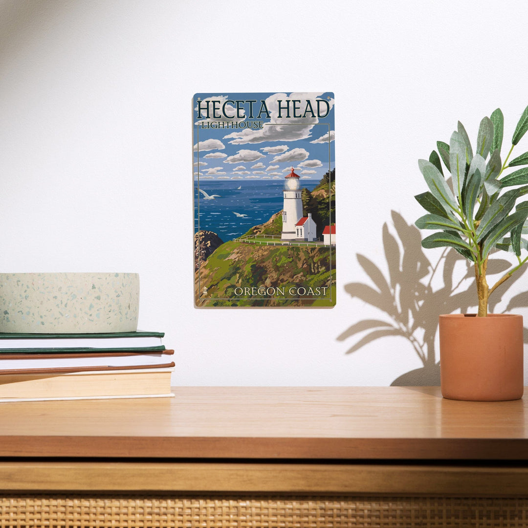 Oregon Coast, Heceta Head Lighthouse, Lantern Press Artwork, Wood Signs and Postcards Wood Lantern Press