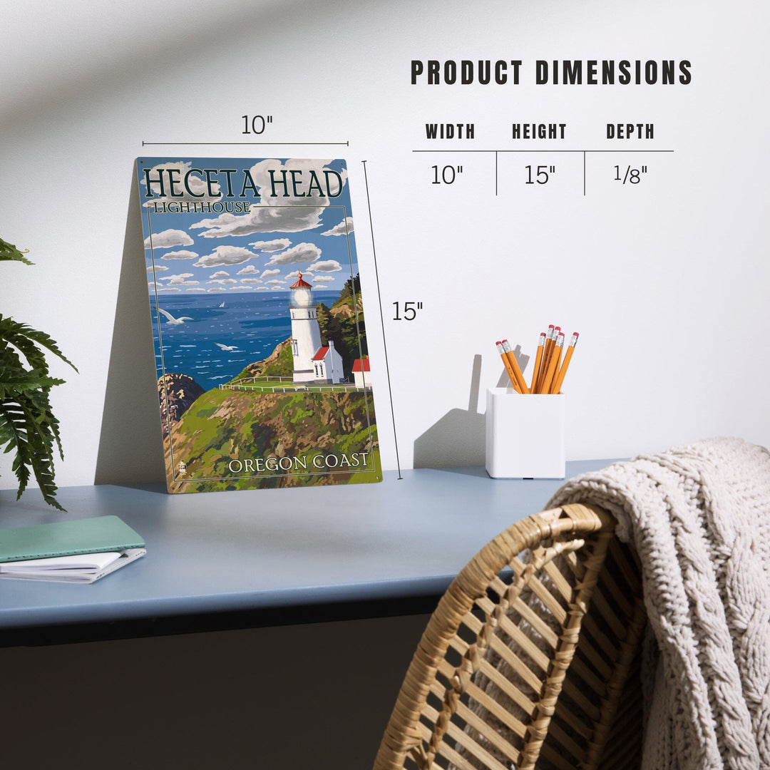 Oregon Coast, Heceta Head Lighthouse, Lantern Press Artwork, Wood Signs and Postcards Wood Lantern Press