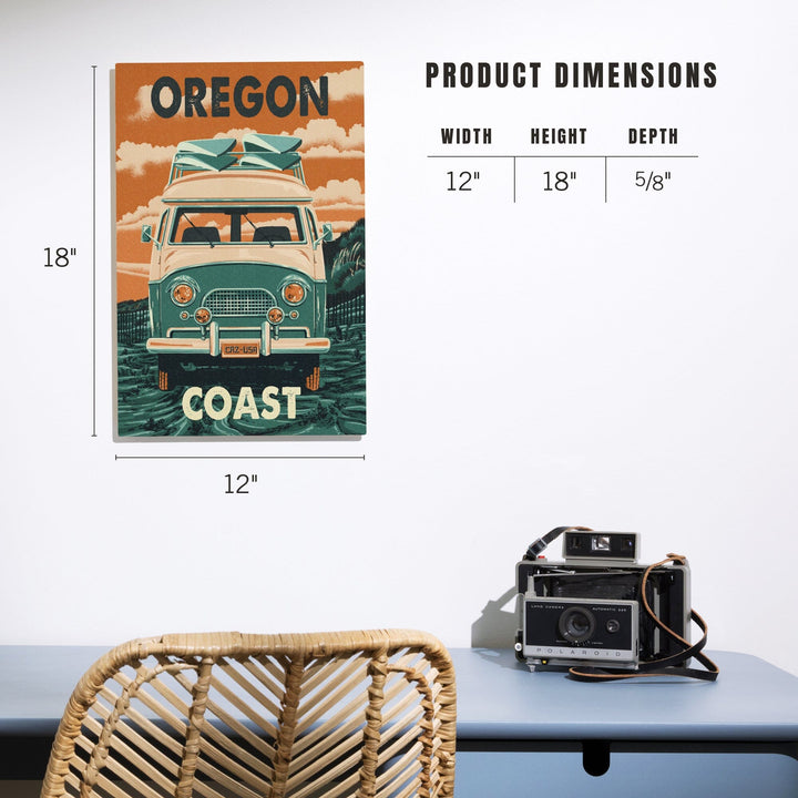Oregon Coast, Letterpress, Camper Van, Lantern Press Artwork, Wood Signs and Postcards Wood Lantern Press