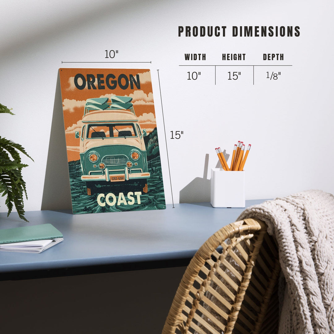 Oregon Coast, Letterpress, Camper Van, Lantern Press Artwork, Wood Signs and Postcards Wood Lantern Press