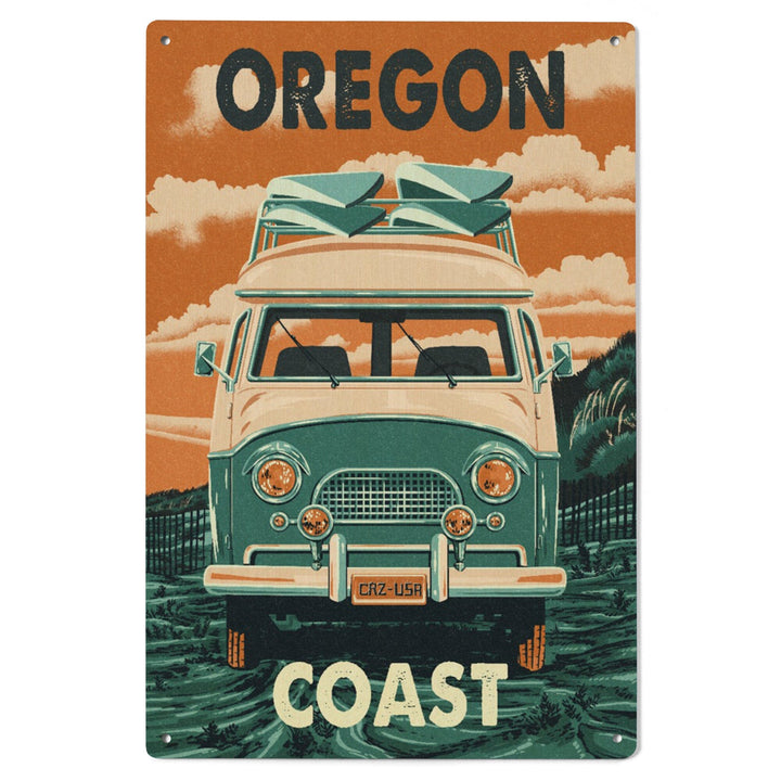 Oregon Coast, Letterpress, Camper Van, Lantern Press Artwork, Wood Signs and Postcards Wood Lantern Press