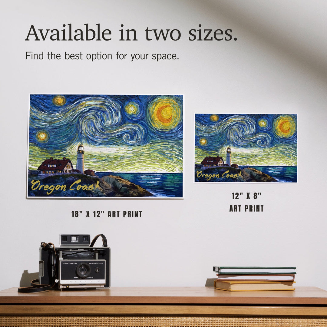 Oregon Coast, Lighthouse, Starry Night, Art & Giclee Prints Art Lantern Press