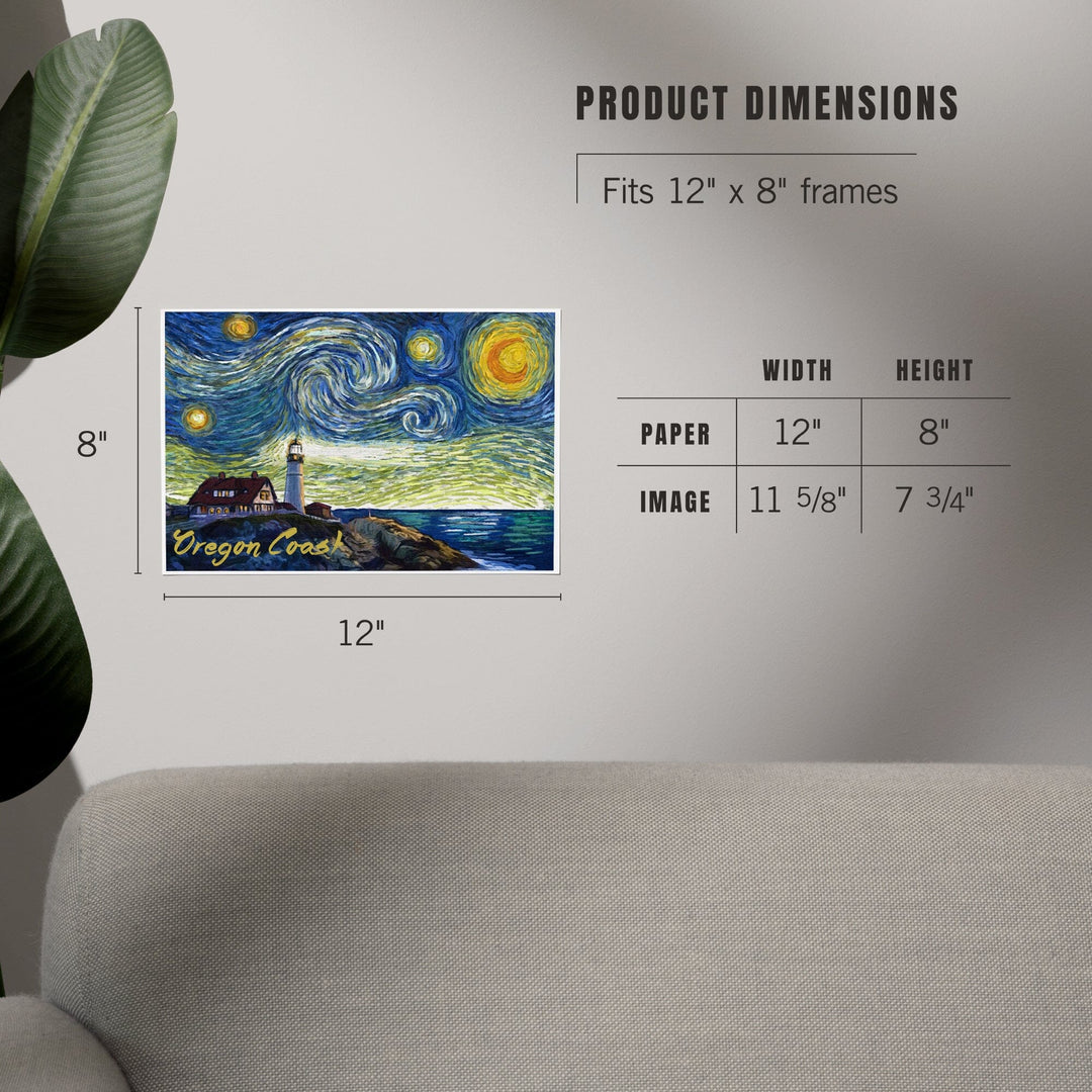 Oregon Coast, Lighthouse, Starry Night, Art & Giclee Prints Art Lantern Press