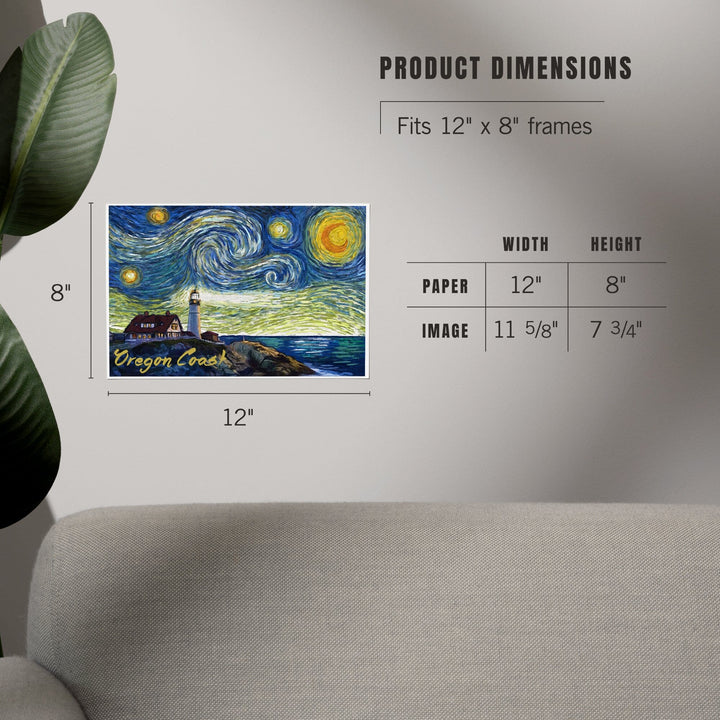 Oregon Coast, Lighthouse, Starry Night, Art & Giclee Prints Art Lantern Press