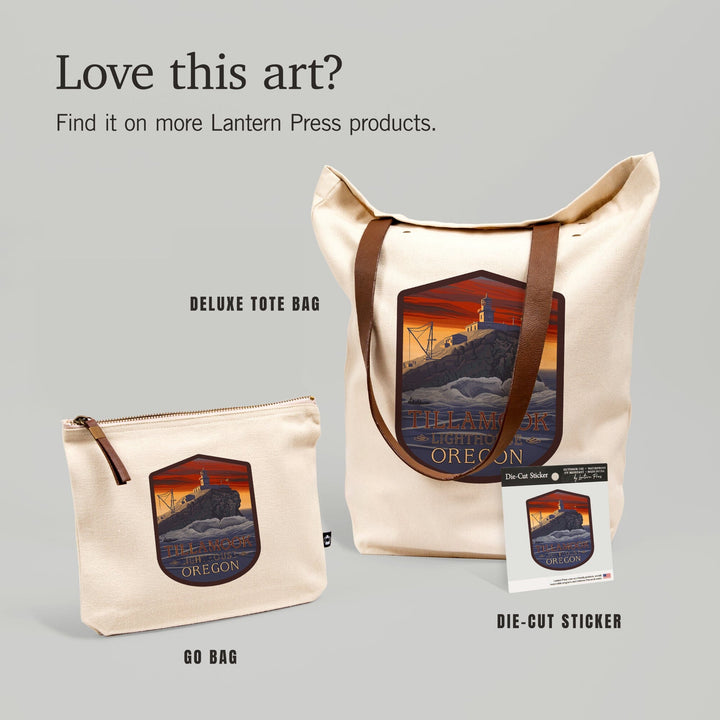 Oregon Coast, Tillamook Lighthouse, Contour, Lantern Press Artwork, Vinyl Sticker Sticker Lantern Press