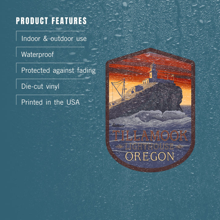 Oregon Coast, Tillamook Lighthouse, Contour, Lantern Press Artwork, Vinyl Sticker Sticker Lantern Press