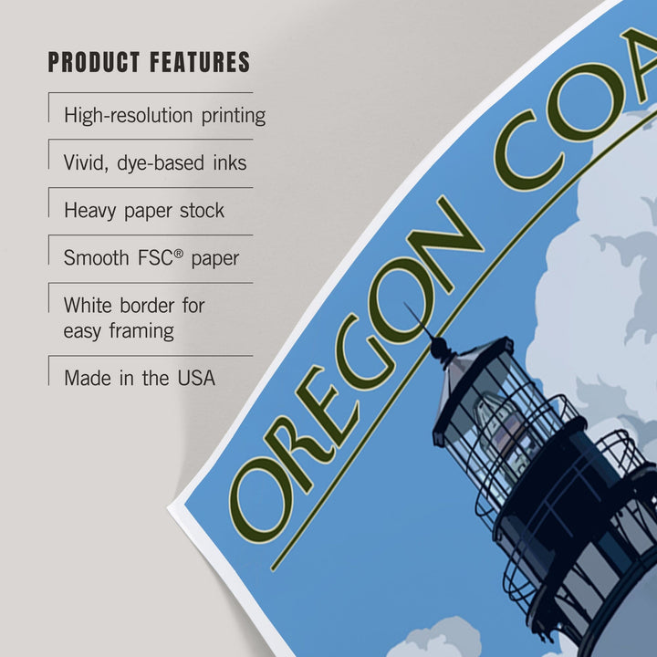 Oregon Coast, Yaquina Head Lighthouse, Art & Giclee Prints Art Lantern Press