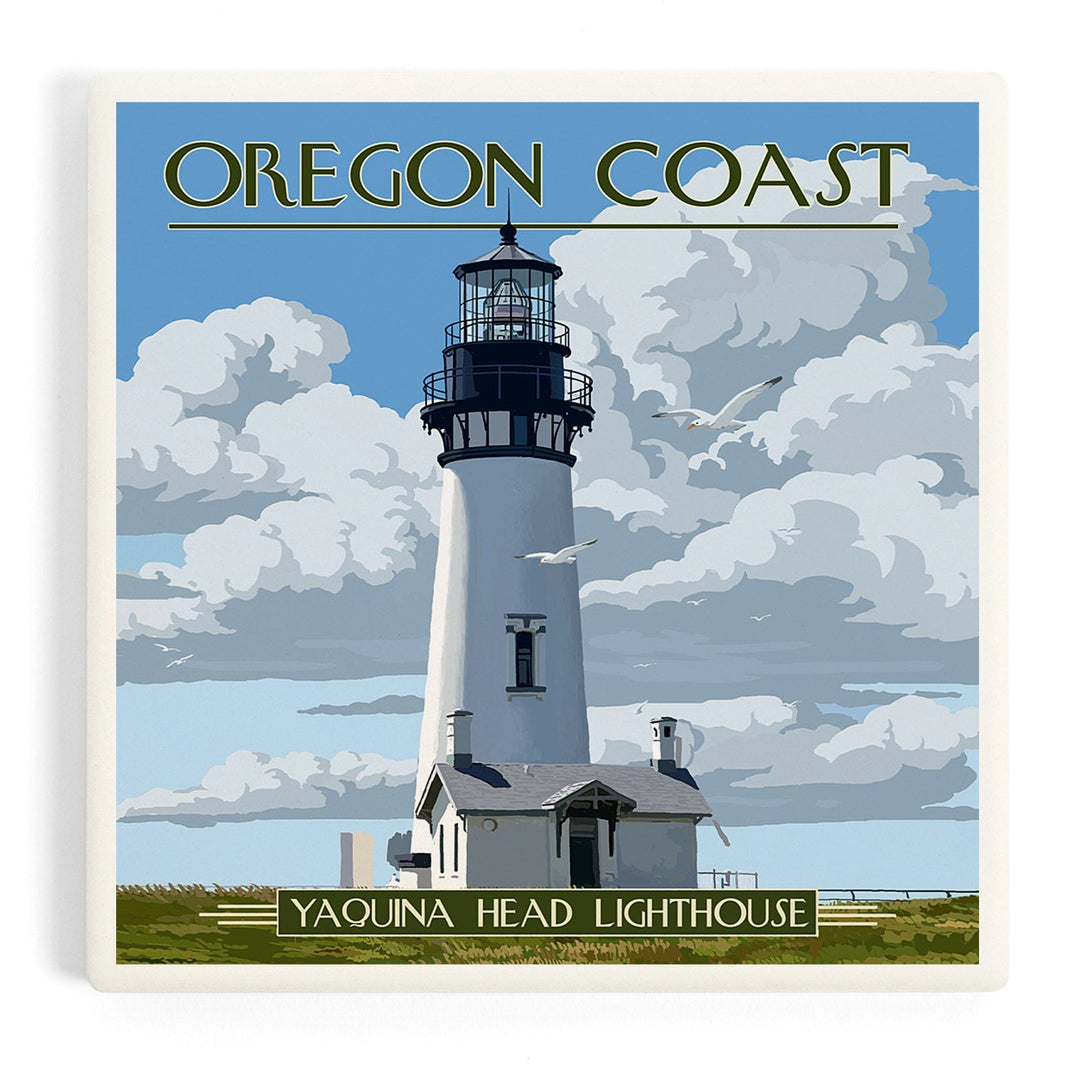 Oregon Coast, Yaquina Head Lighthouse, Coasters Coasters Lantern Press Coaster