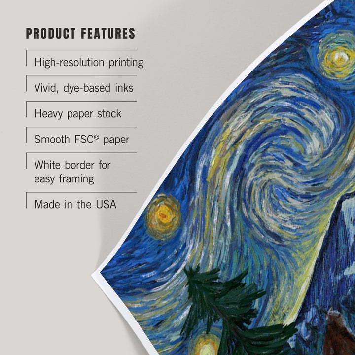 Oregon, Columbia River, Bigfoot, Starry Night, Art & Giclee Prints Art Lantern Press