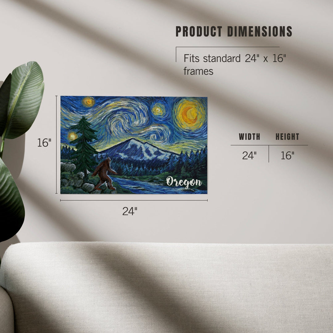Oregon, Columbia River, Bigfoot, Starry Night, Art & Giclee Prints Art Lantern Press