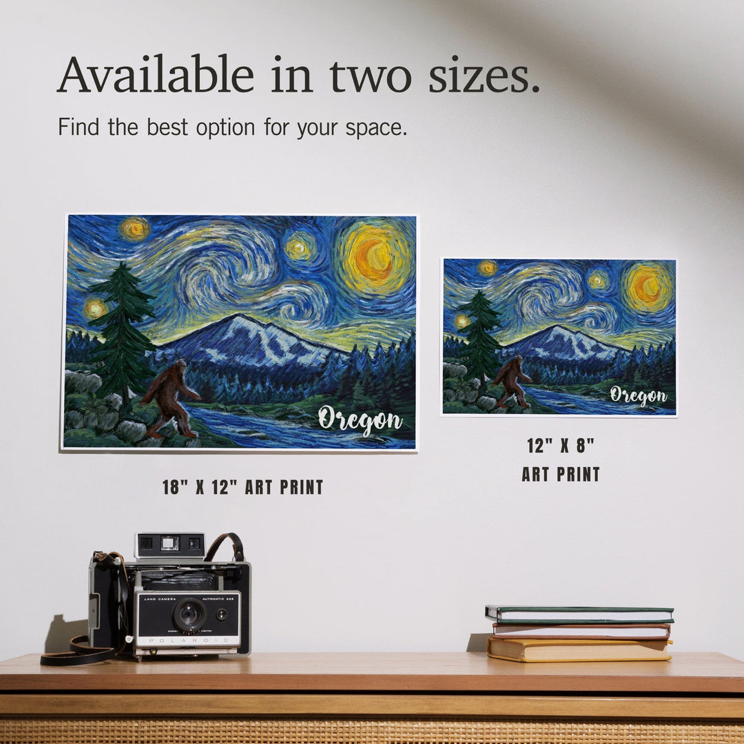 Oregon, Columbia River, Bigfoot, Starry Night, Art & Giclee Prints Art Lantern Press