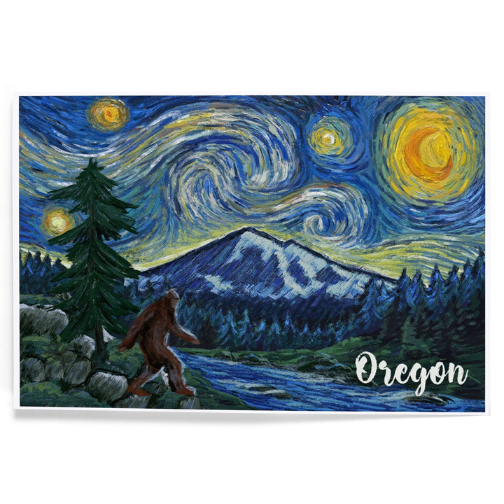 Oregon, Columbia River, Bigfoot, Starry Night, Art & Giclee Prints Art Lantern Press