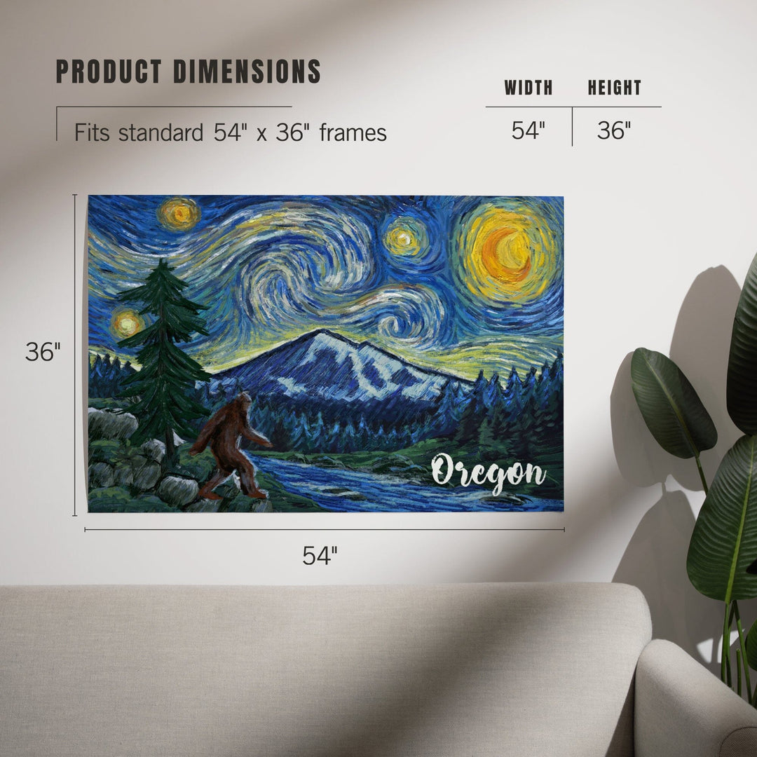 Oregon, Columbia River, Bigfoot, Starry Night, Art & Giclee Prints Art Lantern Press