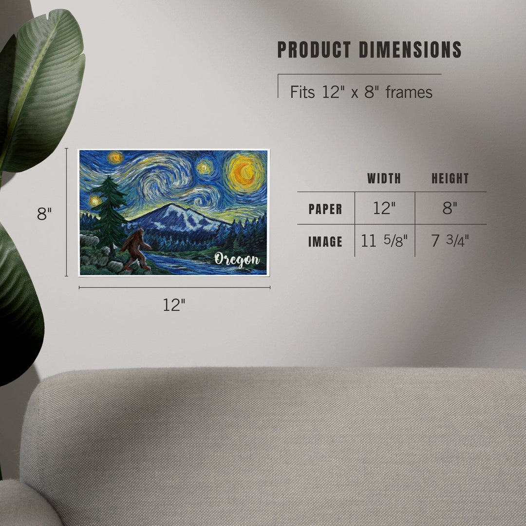 Oregon, Columbia River, Bigfoot, Starry Night, Art & Giclee Prints Art Lantern Press