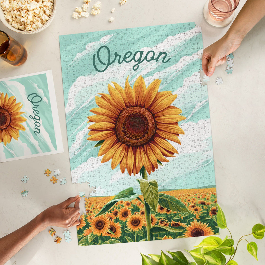 Oregon, Dare to Bloom, Sunflower, Jigsaw Puzzle Puzzle Lantern Press