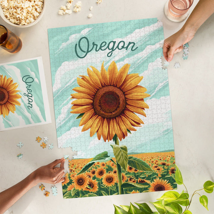 Oregon, Dare to Bloom, Sunflower, Jigsaw Puzzle Puzzle Lantern Press