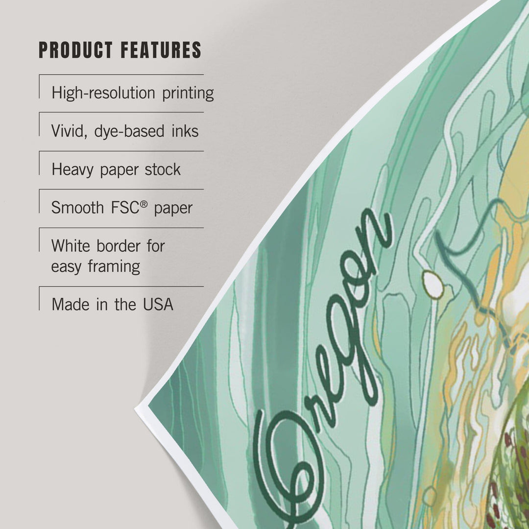 Oregon, Fishing, Underwater Trout Art Lantern Press