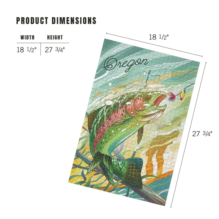 Oregon, Fishing, Underwater Trout, Jigsaw Puzzle Puzzle Lantern Press