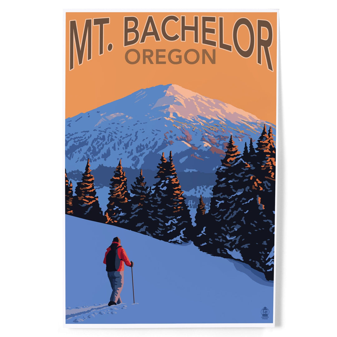 Oregon, Mt. Bachelor and Skier, Art & Giclee Prints Art Lantern Press